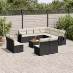 vidaXL 12 Piece Patio Sofa Set with Cushions Gray Poly Rattan