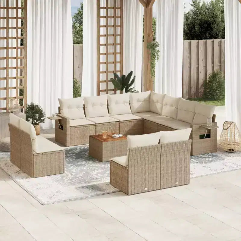 vidaXL 12 Piece Patio Sofa Set with Cushions Gray Poly Rattan