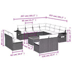 vidaXL 12 Piece Patio Sofa Set with Cushions Gray Poly Rattan