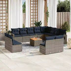 vidaXL 13 Piece Garden Sofa Set with Cushions Black Poly Rattan