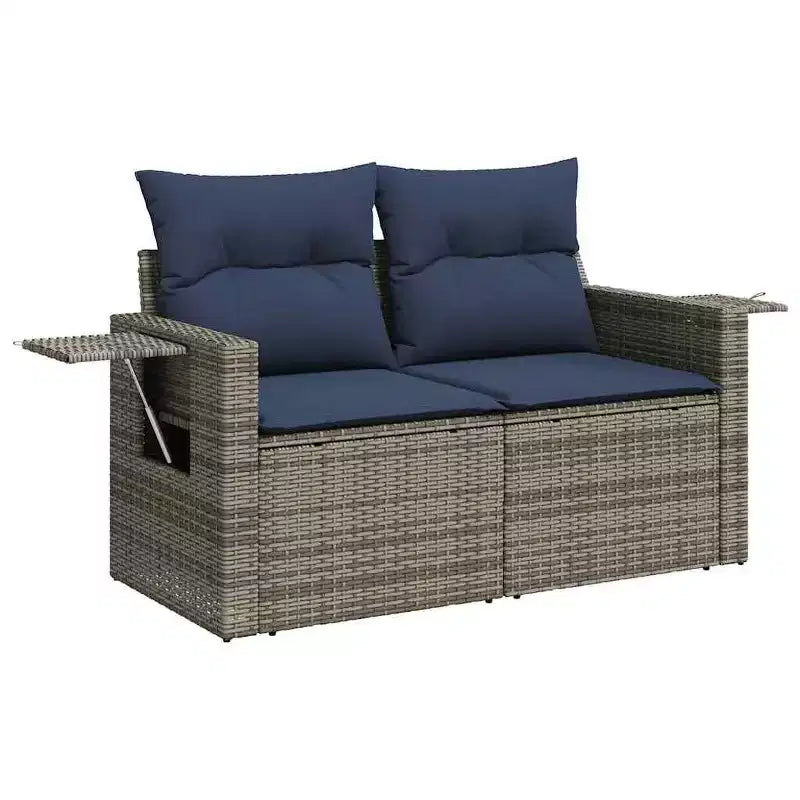 vidaXL 13 Piece Garden Sofa Set with Cushions Black Poly Rattan
