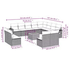 vidaXL 13 Piece Garden Sofa Set with Cushions Black Poly Rattan