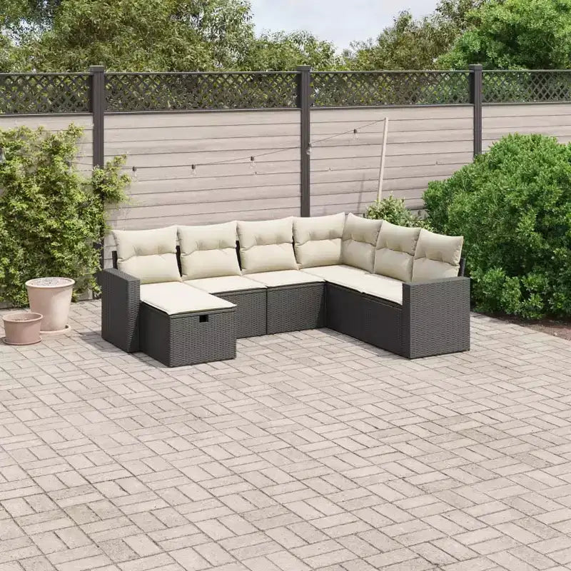 vidaXL Set Divani da Giardino 7 pz con Cuscini, Sezionale da Esterno in Polyrattan, Vari Colori, Design Modulare