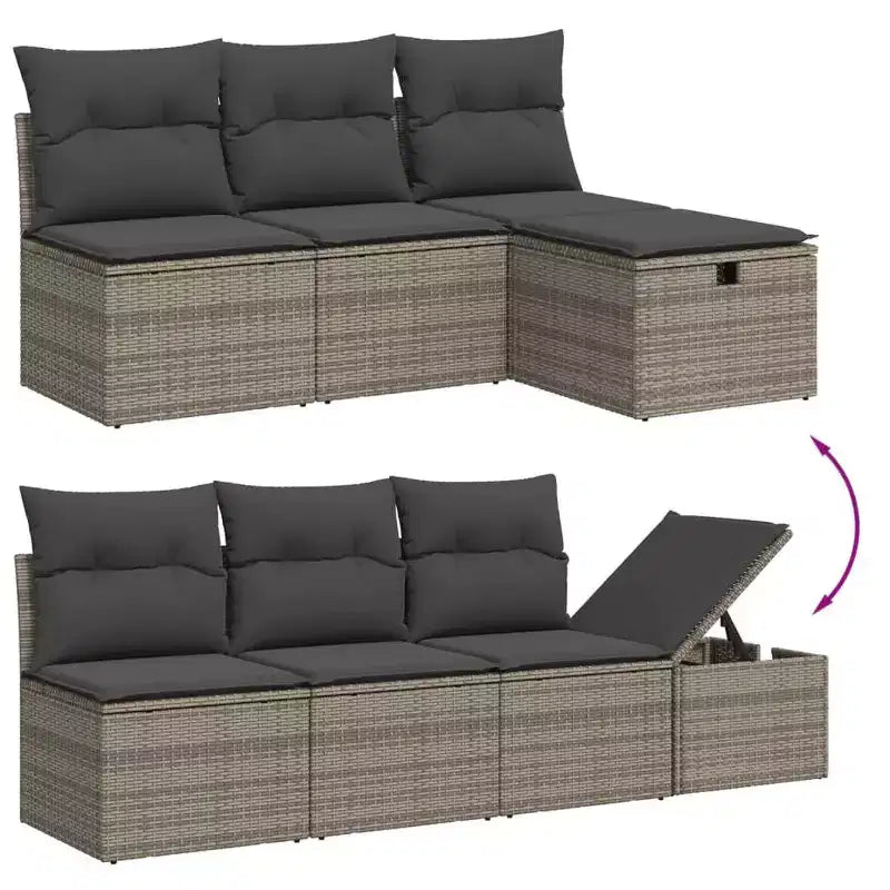 vidaXL Set Divani da Giardino 7 pz con Cuscini, Sezionale da Esterno in Polyrattan, Vari Colori, Design Modulare