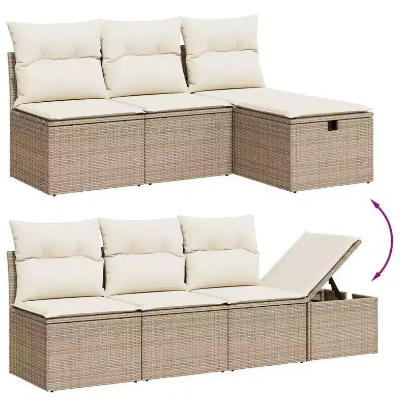 vidaXL Set Divani da Giardino 7 pz con Cuscini, Sezionale da Esterno in Polyrattan, Vari Colori, Design Modulare