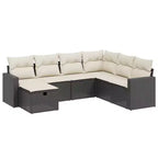 vidaXL 7 Piece Patio Sofa Set with Cushions, Poly Rattan Outdoor Sectional, Multiple Colors, Modular Design