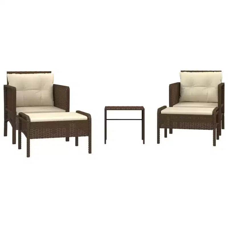 vidaXL Patio Furniture Set 5 Piece Outdoor Chair with Cushions Poly Rattan