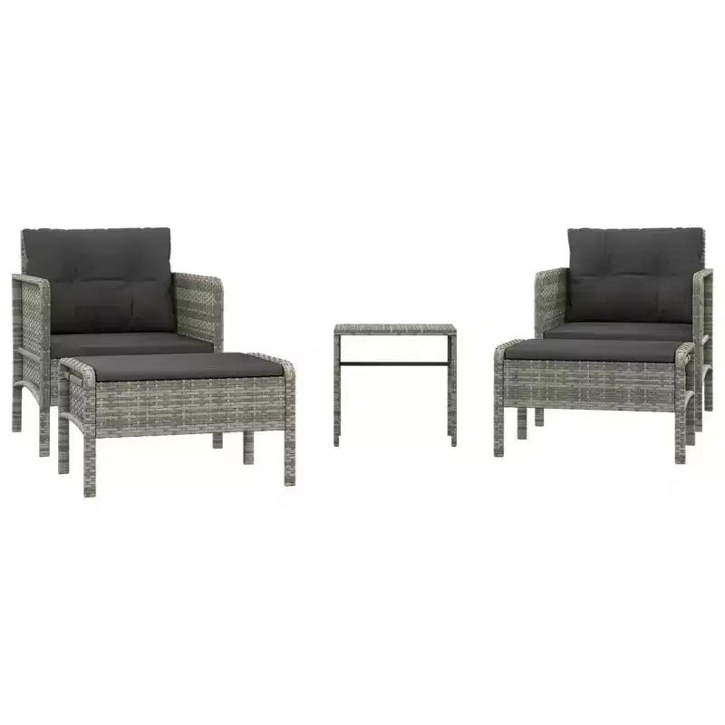 vidaXL Patio Furniture Set 5 Piece Outdoor Chair with Cushions Poly Rattan