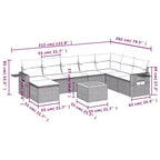 vidaXL Salotto da Giardino 9 pz con Cuscini Grigio Polyrattan