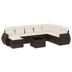 vidaXL 9 Piece Patio Sofa Set with Cushions Brown Poly Rattan