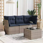 vidaXL Set Divani da Giardino 4 pz con Cuscini in Polyrattan - Con Tavolo