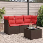 vidaXL Set Divani da Giardino 4 pz con Cuscini in Polyrattan - Con Tavolo