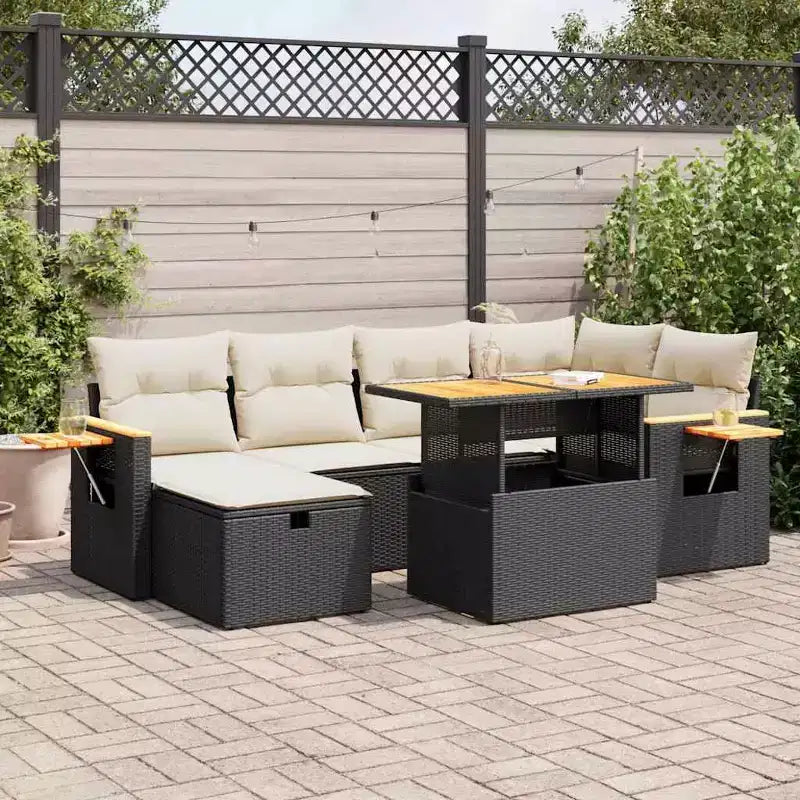 vidaXL Set Divano da Giardino 7 Pezzi con Cuscini, Sezionale Modulare da Esterno in Poly Rattan, Colori e Modelli Multipli