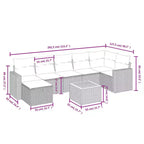 vidaXL 8 Piece Patio Sofa Set with Cushions, Poly Rattan Outdoor Sectional, Modular Design