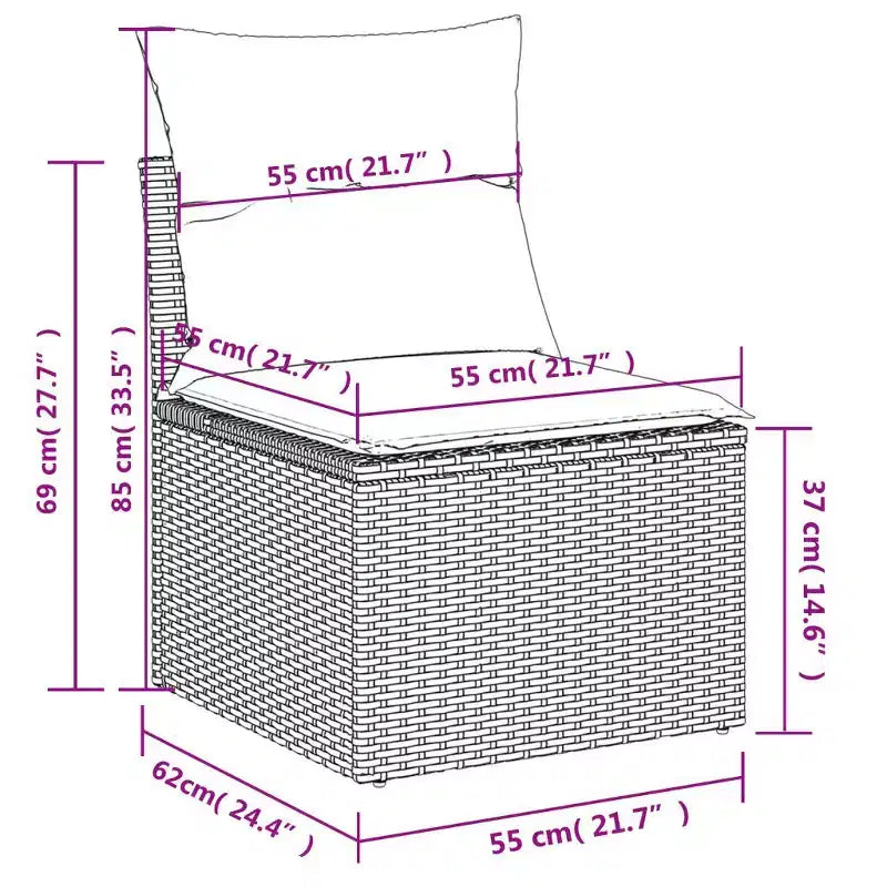 vidaXL 8 Piece Patio Sofa Set with Cushions, Poly Rattan Outdoor Sectional, Modular Design