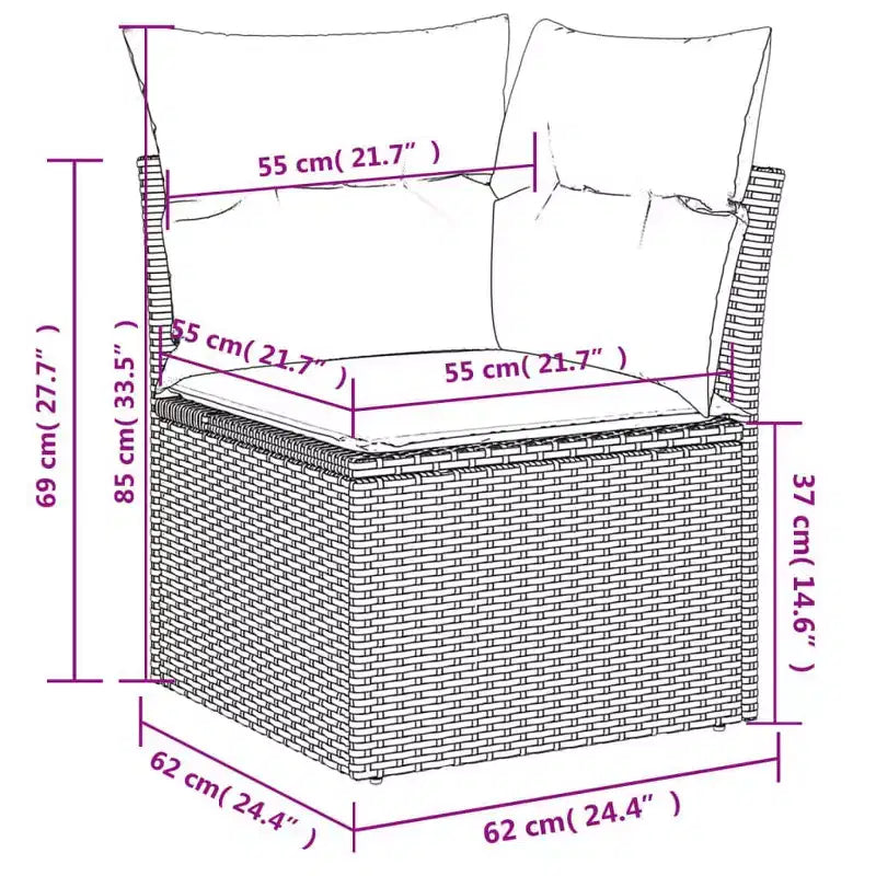 Set divano da giardino vidaXL con cuscini in polyrattan