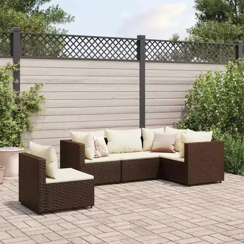 vidaXL Set Divani da Giardino con Cuscini, in Polyrattan