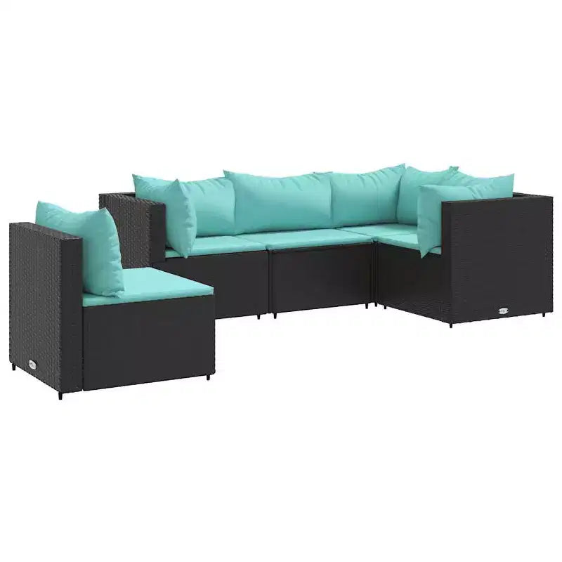 vidaXL Set Divani da Giardino con Cuscini, in Polyrattan