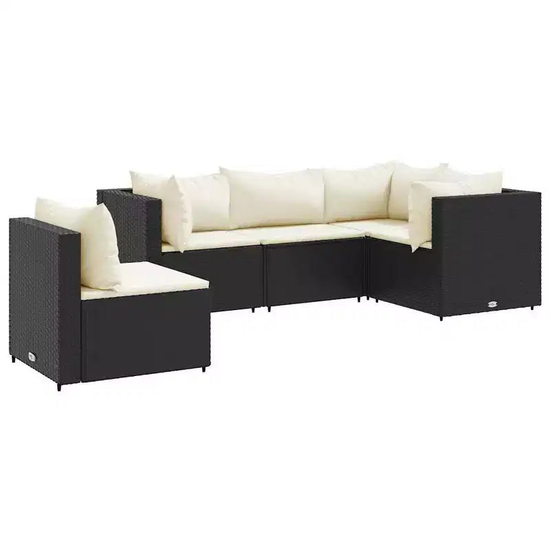 vidaXL Patio Lounge Set with Cushions Sectional Sofa Garden Backyard Poly Rattan