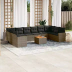 vidaXL Set Divani da Giardino 11 pz con Cuscini in Poly Rattan Grigio