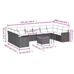 vidaXL Set Divani da Giardino 11 pz con Cuscini in Poly Rattan Grigio
