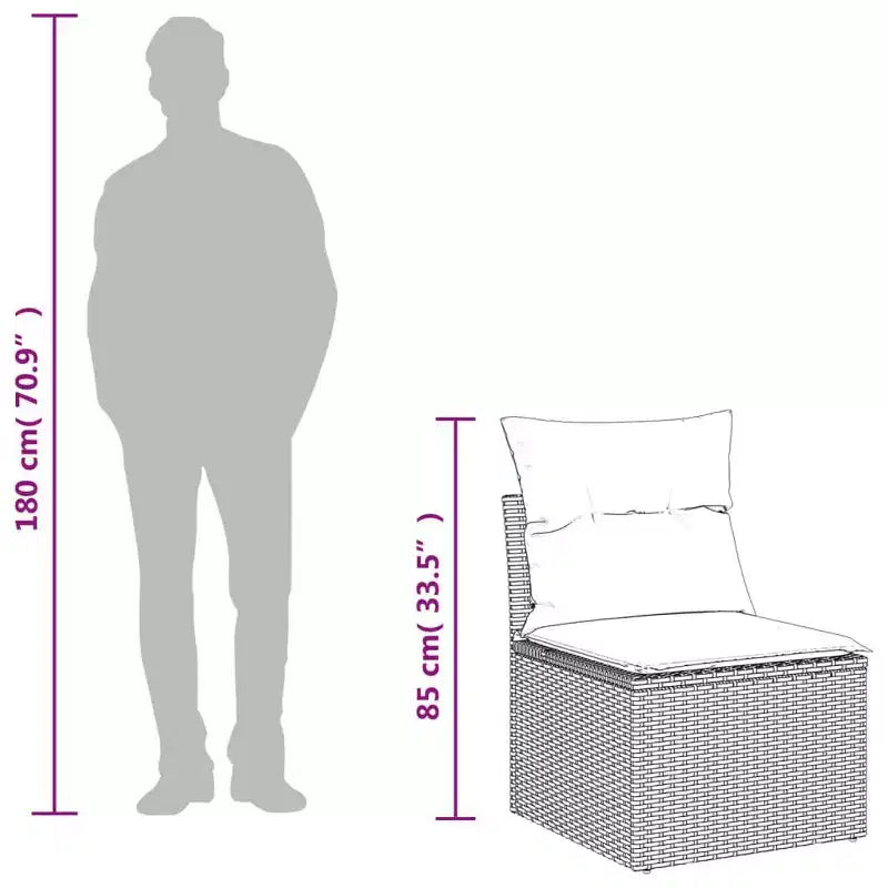 vidaXL Salotto da Giardino in Rattan Sintetico Divano da Giardino Pieghevole Medio