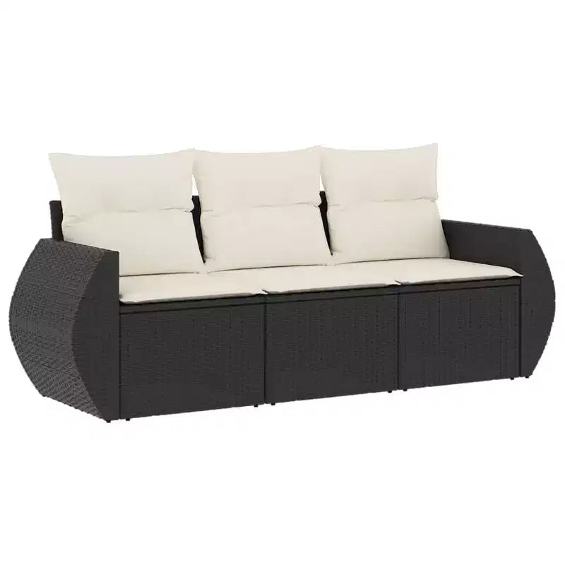 vidaXL 4 Piece Patio Sofa Set with Cushions Poly Rattan - Black and Cream, Brown and Cream, Gray, Beige and Cream - With Table, Without Table