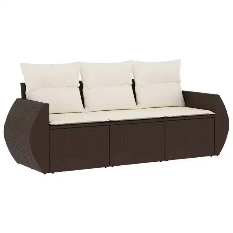 vidaXL 4 Piece Patio Sofa Set with Cushions Poly Rattan - Black and Cream, Brown and Cream, Gray, Beige and Cream - With Table, Without Table