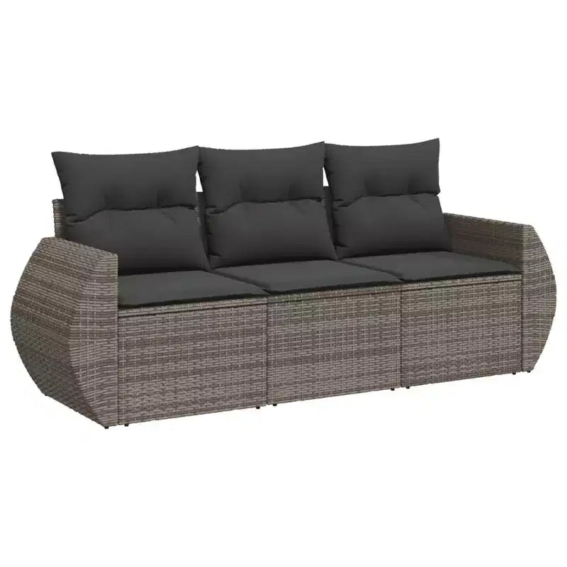 vidaXL 4 Piece Patio Sofa Set with Cushions Poly Rattan - Black and Cream, Brown and Cream, Gray, Beige and Cream - With Table, Without Table