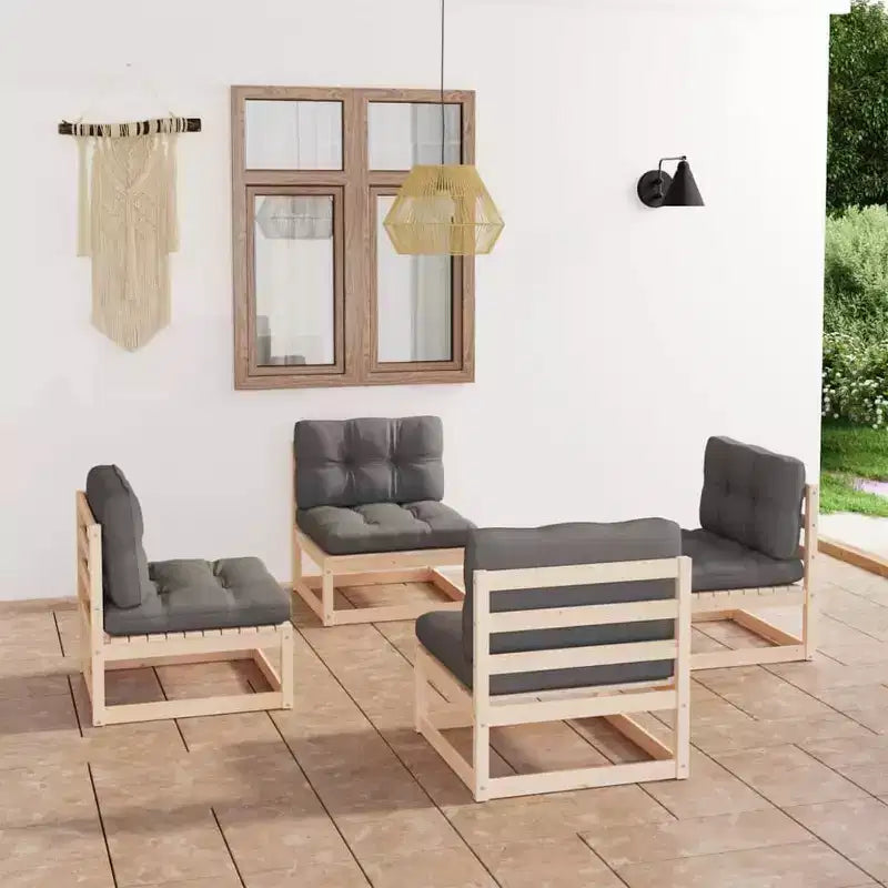 vidaXL Salotto da Esterno 4 Pezzi in Legno Massello di Pino