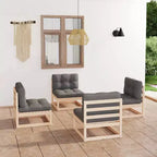 vidaXL Salotto da Esterno 4 Pezzi in Legno Massello di Pino
