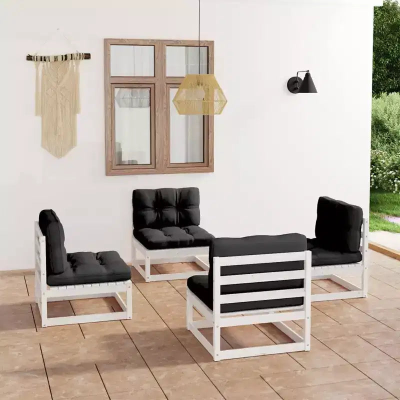 vidaXL Salotto da Esterno 4 Pezzi in Legno Massello di Pino
