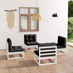 vidaXL Salotto da Esterno 4 Pezzi in Legno Massello di Pino