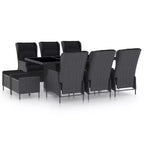 vidaXL Set da pranzo da giardino 9 pezzi tavolo e sedie in polyrattan