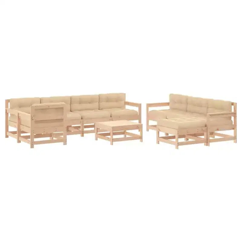 vidaXL Set divani da giardino con cuscini Set conversazione per esterni Legno massello