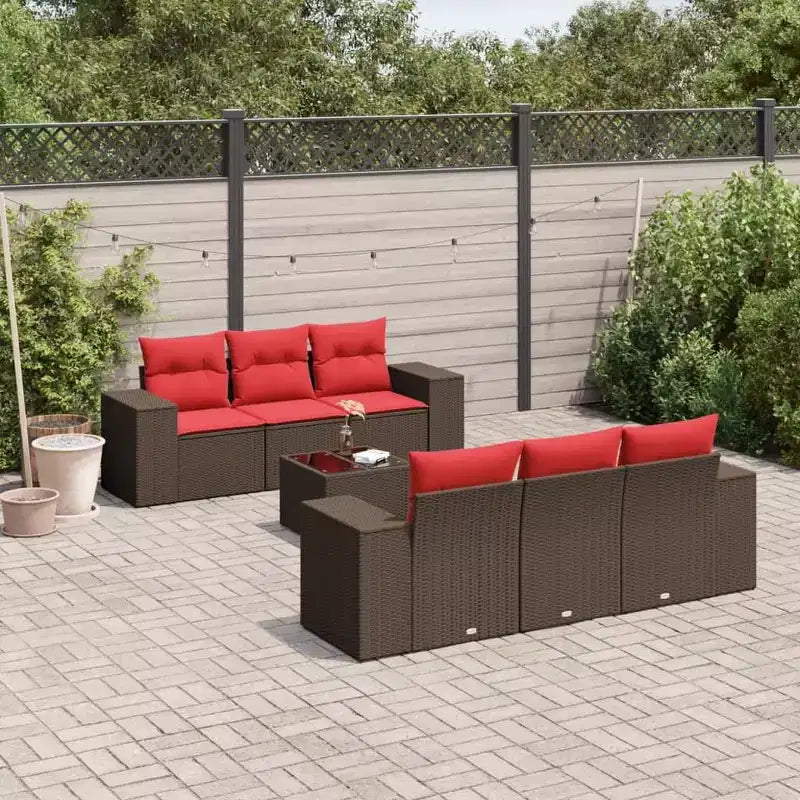 vidaXL Set Divani da Giardino 7 pz con Cuscini Grigio in Polyrattan