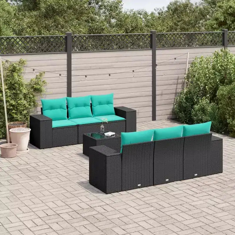 vidaXL Set Divani da Giardino 7 pz con Cuscini Grigio in Polyrattan