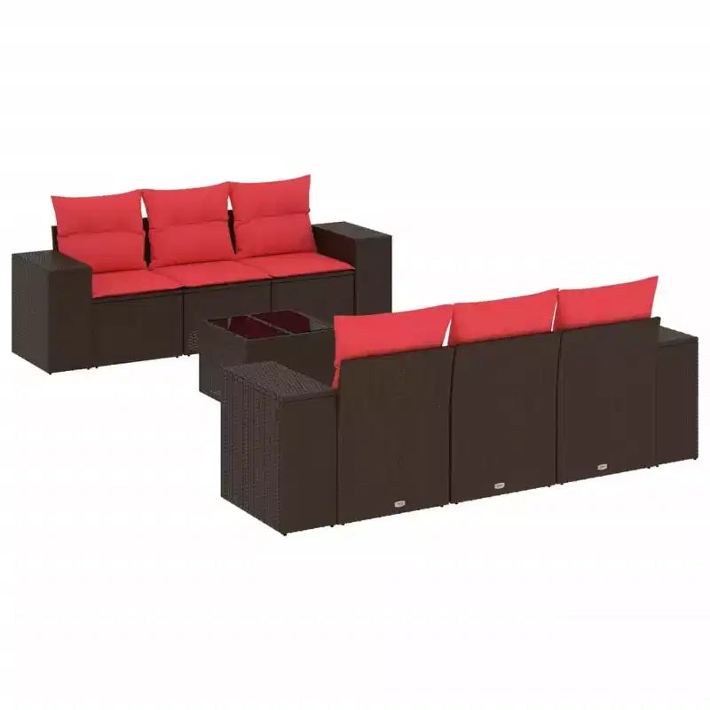 vidaXL Set Divani da Giardino 7 pz con Cuscini Grigio in Polyrattan