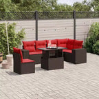 vidaXL 7 Piece Garden Sofa Set with Cushions Poly Rattan