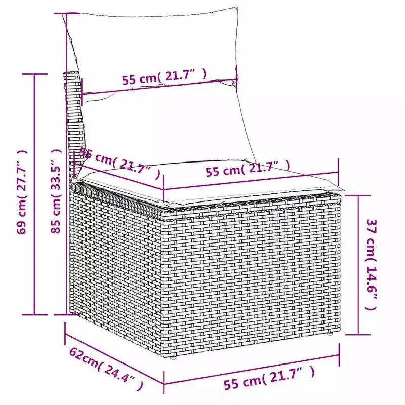 vidaXL Set divani da esterno a 11 pezzi con cuscini, in polyrattan grigio (solo per USA)