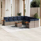vidaXL Set divani da esterno a 11 pezzi con cuscini, in polyrattan grigio (solo per USA)