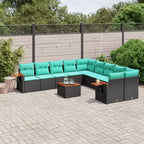 vidaXL Set divani da esterno a 11 pezzi con cuscini, in polyrattan grigio (solo per USA)