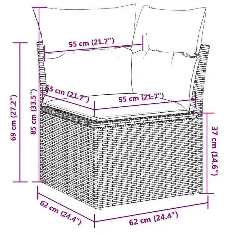 vidaXL Set divani da esterno a 11 pezzi con cuscini, in polyrattan grigio (solo per USA)