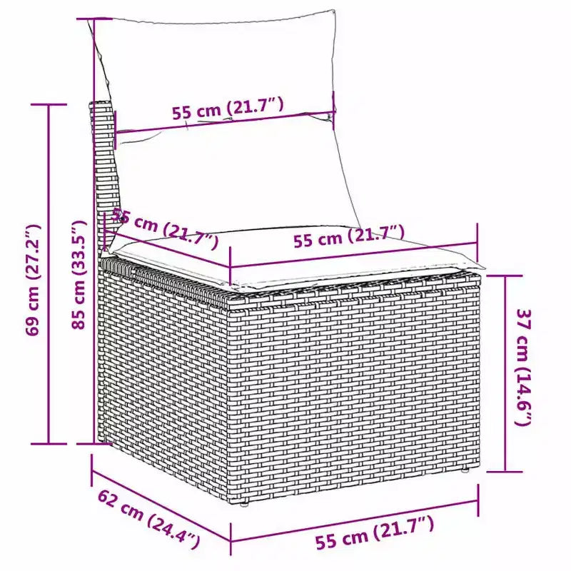 vidaXL Set divani da esterno a 11 pezzi con cuscini, in polyrattan grigio (solo per USA)