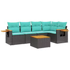 vidaXL 6 Piece Patio Sofa Set with Cushions Black Poly Rattan (US only)