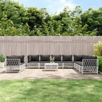 vidaXL 11 Piece Patio Furniture Set Garden Sectional Sofa with Cushions Steel