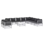 vidaXL 11 Piece Patio Furniture Set Garden Sectional Sofa with Cushions Steel