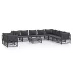 vidaXL 11 Piece Patio Furniture Set Garden Sectional Sofa with Cushions Steel