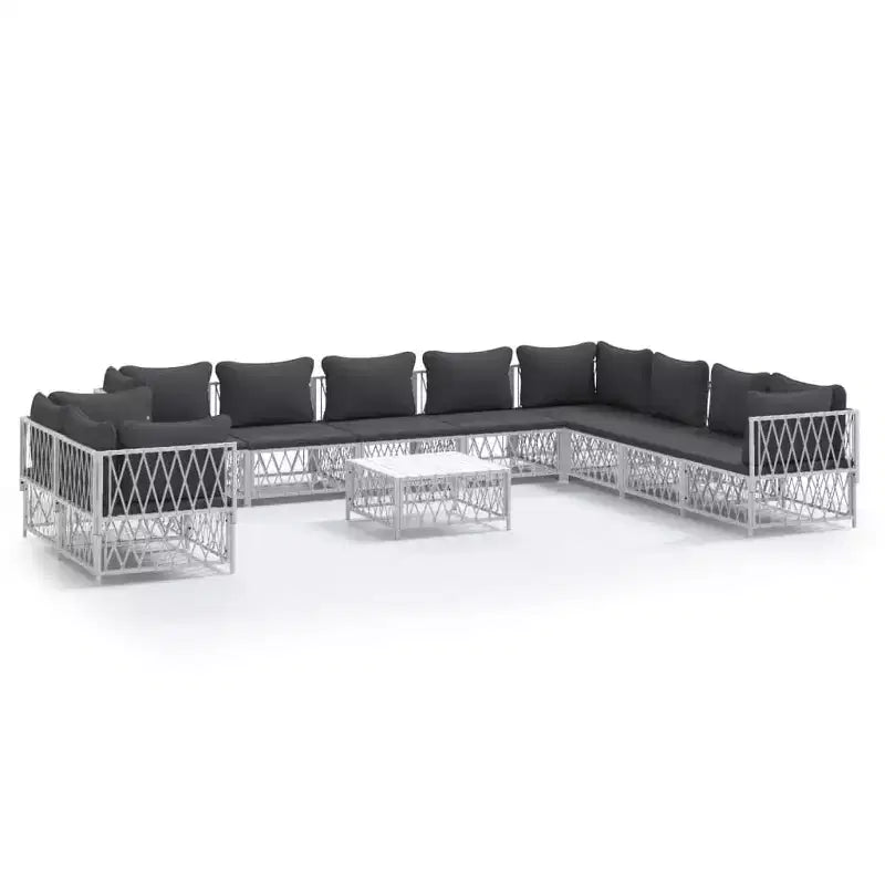 vidaXL 11 Piece Patio Furniture Set Garden Sectional Sofa with Cushions Steel