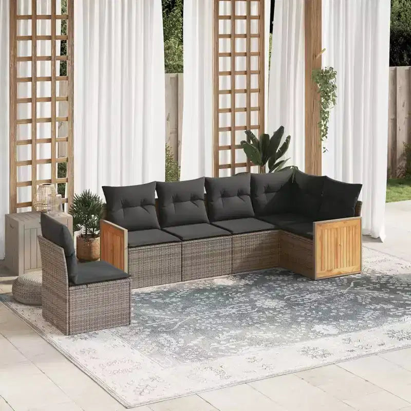 vidaXL Set Divani da Giardino 6 pz con Cuscini in Poly Rattan, Divano Sezionale Modulare da Esterno, Vari Colori/Modelli